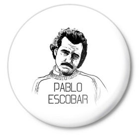 Значок с принтом Pablo Escobar ,  металл | круглая форма, металлическая застежка в виде булавки | escobar | loving pablo | эскобар