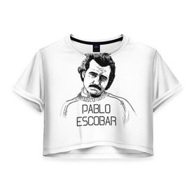 Женская футболка 3D укороченная с принтом Pablo Escobar , 100% полиэстер | круглая горловина, длина футболки до линии талии, рукава с отворотами | escobar | loving pablo | эскобар