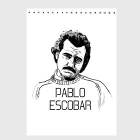 Скетчбук с принтом Pablo Escobar , 100% бумага
 | 48 листов, плотность листов — 100 г/м2, плотность картонной обложки — 250 г/м2. Листы скреплены сверху удобной пружинной спиралью | escobar | loving pablo | эскобар