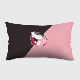 Подушка 3D антистресс с принтом MONOKUMA X MONOMI | МОНОКУМА , наволочка — 100% полиэстер, наполнитель — вспененный полистирол | состоит из подушки и наволочки на молнии | anime | bear | black  white | danganronpa | kurokuma | monodam | monokuma | monomi | monotaro | pink | rabbit | school | shirokuma | аниме | главарь | мoноми | монокума | черно белый | школа