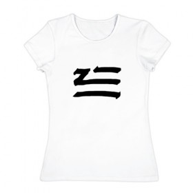 Женская футболка хлопок с принтом LOGO |ZHU , 100% хлопок | прямой крой, круглый вырез горловины, длина до линии бедер, слегка спущенное плечо | 