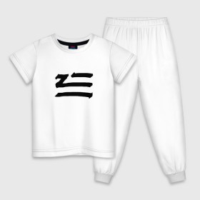 Детская пижама хлопок с принтом LOGO |ZHU , 100% хлопок |  брюки и футболка прямого кроя, без карманов, на брюках мягкая резинка на поясе и по низу штанин
 | 