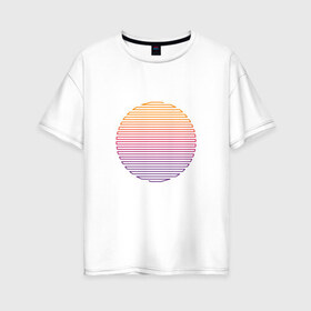 Женская футболка хлопок Oversize с принтом Линейное солнце , 100% хлопок | свободный крой, круглый ворот, спущенный рукав, длина до линии бедер
 | восход | геометрия | закат | линейное солнце | линии | минимализм | солнце