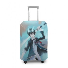 Чехол для чемодана 3D с принтом Rin Okumura , 86% полиэфир, 14% спандекс | двустороннее нанесение принта, прорези для ручек и колес | blue | exorcist | ария | ассии | вурдалак | геенны | демон | драгун | манга | рыцарь | синий | укротитель | экзорцист