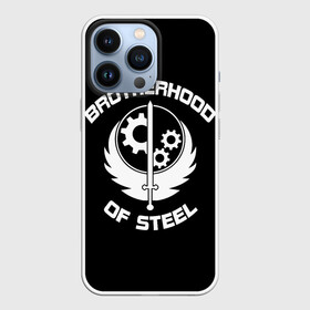 Чехол для iPhone 13 Pro с принтом БРАТСТВО СТАЛИ ,  |  | 101 | 111 | 76 | bethesda | brotherhood of steel | fallout | outcast | vault | war | братство стали | бункер | война | постапокалипсис | убежище | фолаут | фоллаут