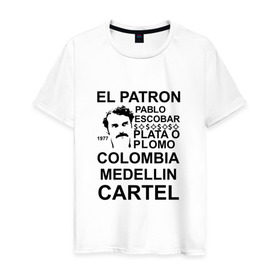 Мужская футболка хлопок с принтом Pablo Escobar , 100% хлопок | прямой крой, круглый вырез горловины, длина до линии бедер, слегка спущенное плечо. | Тематика изображения на принте: escobar | loving pablo | эскобар