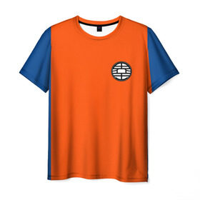 Мужская футболка 3D с принтом GOKU EMBLEM , 100% полиэфир | прямой крой, круглый вырез горловины, длина до линии бедер | Тематика изображения на принте: anime | goku | heroes | kamehameha | sugoi | super dragon ball | аниме | гоку | камехамеха