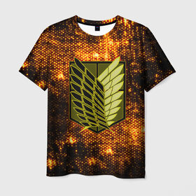Мужская футболка 3D с принтом Attack on titan art , 100% полиэфир | прямой крой, круглый вырез горловины, длина до линии бедер | 