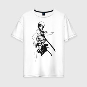 Женская футболка хлопок Oversize с принтом Mikasa Ackerman , 100% хлопок | свободный крой, круглый ворот, спущенный рукав, длина до линии бедер
 | mikasa | микаса