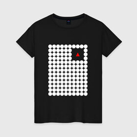Женская футболка хлопок с принтом Взаперти , 100% хлопок | прямой крой, круглый вырез горловины, длина до линии бедер, слегка спущенное плечо | круги | минимализм | треугольник