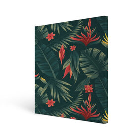 Холст квадратный с принтом Тропики , 100% ПВХ |  | вектор | джунгли | дизайн | зеленый | красиво | красный | лес | лето | папоротник | тропики | тропические листья