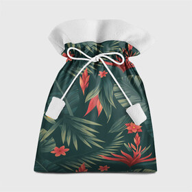 Подарочный 3D мешок с принтом Тропики , 100% полиэстер | Размер: 29*39 см | вектор | джунгли | дизайн | зеленый | красиво | красный | лес | лето | папоротник | тропики | тропические листья