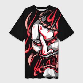 Платье-футболка 3D с принтом Демон Они ,  |  | Тематика изображения на принте: demon | demons | japan | manga | oni | китай | манга | мифология