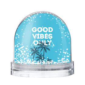 Снежный шар с принтом Good vibes only , Пластик | Изображение внутри шара печатается на глянцевой фотобумаге с двух сторон | vibe | настроение | пальмы