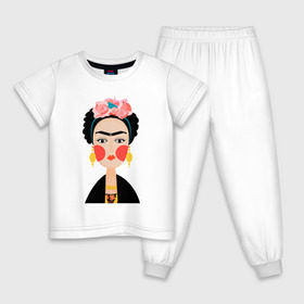Детская пижама хлопок с принтом Фрида Кало , 100% хлопок |  брюки и футболка прямого кроя, без карманов, на брюках мягкая резинка на поясе и по низу штанин
 | frida kahlo de rivera | фрида кало