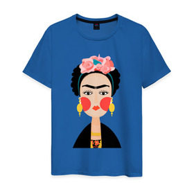 Мужская футболка хлопок с принтом Фрида Кало , 100% хлопок | прямой крой, круглый вырез горловины, длина до линии бедер, слегка спущенное плечо. | frida kahlo de rivera | фрида кало
