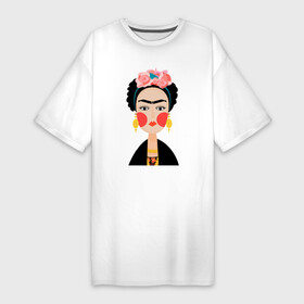 Платье-футболка хлопок с принтом Фрида Кало ,  |  | frida kahlo de rivera | фрида кало