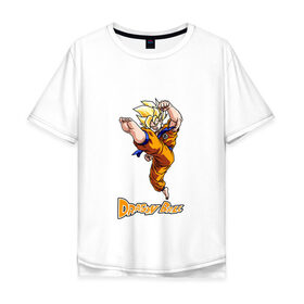 Мужская футболка хлопок Oversize с принтом DRAGON BALL , 100% хлопок | свободный крой, круглый ворот, “спинка” длиннее передней части | 