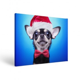 Холст прямоугольный с принтом рождество , 100% ПВХ |  | dog | happy new year | бантик | взгляд | глаза | новый год | пинчер | праздник | санта клаус | собака | той терьер