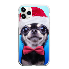 Чехол для iPhone 11 Pro матовый с принтом рождество , Силикон |  | dog | happy new year | бантик | взгляд | глаза | новый год | пинчер | праздник | санта клаус | собака | той терьер