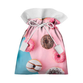 Подарочный 3D мешок с принтом пончики , 100% полиэстер | Размер: 29*39 см | candy | еда | конфеты | пончики | сладости