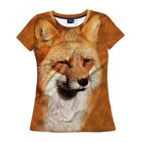 Женская футболка 3D с принтом Лисичка , 100% полиэфир ( синтетическое хлопкоподобное полотно) | прямой крой, круглый вырез горловины, длина до линии бедер | животные | зверь | лиса | лисичка | природа | рыжая | фыр