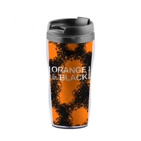 Термокружка-непроливайка с принтом ORANGE IS THE NEW BLACK , внутренняя часть — пищевой пластик, наружная часть — прозрачный пластик, между ними — полиграфическая вставка с рисунком | объем — 350 мл, герметичная крышка | Тематика изображения на принте: orange is the new black