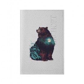 Обложка для паспорта матовая кожа с принтом Дух природы , натуральная матовая кожа | размер 19,3 х 13,7 см; прозрачные пластиковые крепления | Тематика изображения на принте: bear | pooh | win dooh | winnie | винни | дикий | зверь | медведь | пух | символ