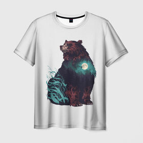 Мужская футболка 3D с принтом Дух природы , 100% полиэфир | прямой крой, круглый вырез горловины, длина до линии бедер | bear | pooh | win dooh | winnie | винни | дикий | зверь | медведь | пух | символ