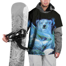 Накидка на куртку 3D с принтом Мишка на Севере , 100% полиэстер |  | Тематика изображения на принте: bear | pooh | win dooh | winnie | арктика | винни | дикий | зверь | медведь | пух | север | символ | снег