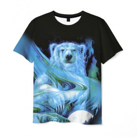 Мужская футболка 3D с принтом Мишка на Севере , 100% полиэфир | прямой крой, круглый вырез горловины, длина до линии бедер | bear | pooh | win dooh | winnie | арктика | винни | дикий | зверь | медведь | пух | север | символ | снег