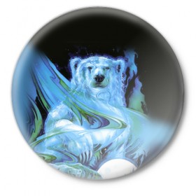 Значок с принтом Мишка на Севере ,  металл | круглая форма, металлическая застежка в виде булавки | Тематика изображения на принте: bear | pooh | win dooh | winnie | арктика | винни | дикий | зверь | медведь | пух | север | символ | снег