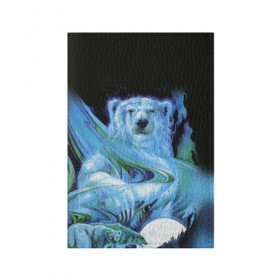 Обложка для паспорта матовая кожа с принтом Мишка на Севере , натуральная матовая кожа | размер 19,3 х 13,7 см; прозрачные пластиковые крепления | bear | pooh | win dooh | winnie | арктика | винни | дикий | зверь | медведь | пух | север | символ | снег