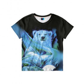 Детская футболка 3D с принтом Мишка на Севере , 100% гипоаллергенный полиэфир | прямой крой, круглый вырез горловины, длина до линии бедер, чуть спущенное плечо, ткань немного тянется | bear | pooh | win dooh | winnie | арктика | винни | дикий | зверь | медведь | пух | север | символ | снег