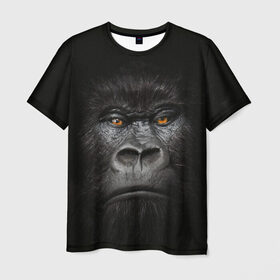 Мужская футболка 3D с принтом Горилла 3D , 100% полиэфир | прямой крой, круглый вырез горловины, длина до линии бедер | горилла | животные | обезьянка