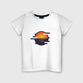 Детская футболка хлопок с принтом Морской закат , 100% хлопок | круглый вырез горловины, полуприлегающий силуэт, длина до линии бедер | волны | восход | геометрия | закат | минимализм | море | отражение | солнце