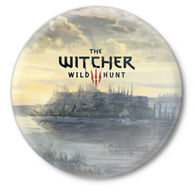 Значок с принтом The Witcher 3: Wild Hunt ,  металл | круглая форма, металлическая застежка в виде булавки | wild hunt | witcher | арбалет | ведьмак 3 | геральт | дикая | магия | охота | сказка | сфера | фэнтези | цири