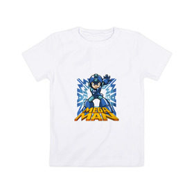 Детская футболка хлопок с принтом Megaman , 100% хлопок | круглый вырез горловины, полуприлегающий силуэт, длина до линии бедер | 
