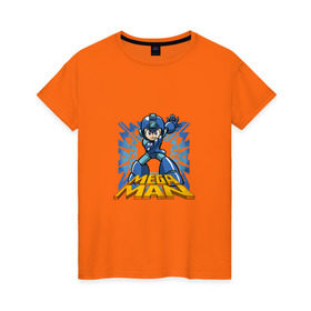 Женская футболка хлопок с принтом Megaman , 100% хлопок | прямой крой, круглый вырез горловины, длина до линии бедер, слегка спущенное плечо | 