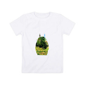 Детская футболка хлопок с принтом Тоторо , 100% хлопок | круглый вырез горловины, полуприлегающий силуэт, длина до линии бедер | art | hayao miyazaki | mei kusakabe | tonari no totoro | берлога | лапа | лес | мой сосед тоторо | хаяо миядзаки