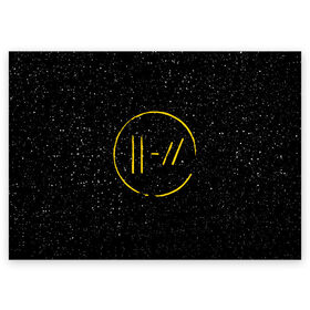 Поздравительная открытка с принтом TOP BLACK SPACE , 100% бумага | плотность бумаги 280 г/м2, матовая, на обратной стороне линовка и место для марки
 | 21 pilots | 21p | music | rock | top | trench | twenty one pilots | группа | музыка | рок