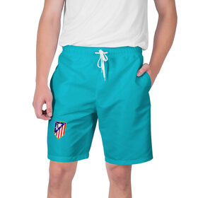 Мужские шорты 3D с принтом Атлетико Мадрид выездная ,  полиэстер 100% | прямой крой, два кармана без застежек по бокам. Мягкая трикотажная резинка на поясе, внутри которой широкие завязки. Длина чуть выше колен | 