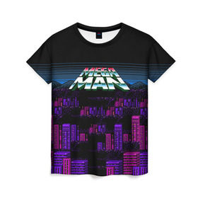 Женская футболка 3D с принтом Megaman city , 100% полиэфир ( синтетическое хлопкоподобное полотно) | прямой крой, круглый вырез горловины, длина до линии бедер | maga man | megaman