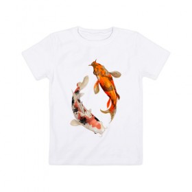 Детская футболка хлопок с принтом Инь-Ян , 100% хлопок | круглый вырез горловины, полуприлегающий силуэт, длина до линии бедер | арт | вода | знаки | золото | инь ян | магия | рыбы | символы | сом