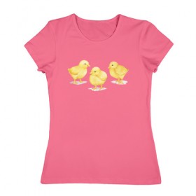 Женская футболка хлопок с принтом Цыплята , 100% хлопок | прямой крой, круглый вырез горловины, длина до линии бедер, слегка спущенное плечо | животные | курица | мими | прелесть | птицы | утки | цыпа | цыплята