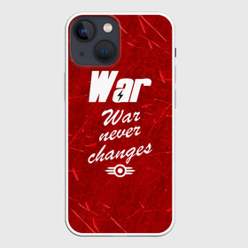 Чехол для iPhone 13 mini с принтом WAR NEVER CHANGES ,  |  | 101 | 111 | 76 | atom cats | bethesda | brotherhood of steel | fallout | nuka cola | outcast | tunnel snakes | vault | war | братство стали | бункер | война | убежище | фолаут | фоллаут | ядеркола