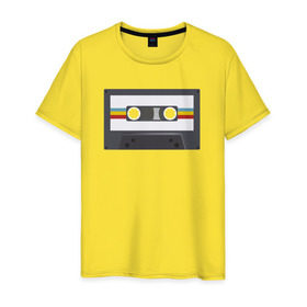 Мужская футболка хлопок с принтом Компакт-кассета , 100% хлопок | прямой крой, круглый вырез горловины, длина до линии бедер, слегка спущенное плечо. | Тематика изображения на принте: 90 е | арт | аудиокассета | дизайн | компакт кассета | магнитола | музыка | ретро