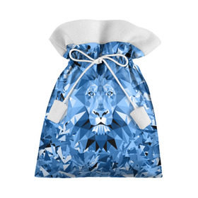 Подарочный 3D мешок с принтом Сине-бело-голубой лев , 100% полиэстер | Размер: 29*39 см | Тематика изображения на принте: fczp | spb | zenit | белый | геометрия | зенит | питер | санкт петербург | синий | спб | треугольники