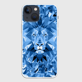 Чехол для iPhone 13 mini с принтом Сине бело голубой лев ,  |  | Тематика изображения на принте: fczp | spb | zenit | белый | геометрия | зенит | питер | санкт петербург | синий | спб | треугольники