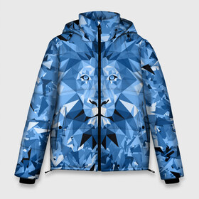 Мужская зимняя куртка 3D с принтом Сине-бело-голубой лев , верх — 100% полиэстер; подкладка — 100% полиэстер; утеплитель — 100% полиэстер | длина ниже бедра, свободный силуэт Оверсайз. Есть воротник-стойка, отстегивающийся капюшон и ветрозащитная планка. 

Боковые карманы с листочкой на кнопках и внутренний карман на молнии. | Тематика изображения на принте: fczp | spb | zenit | белый | геометрия | зенит | питер | санкт петербург | синий | спб | треугольники